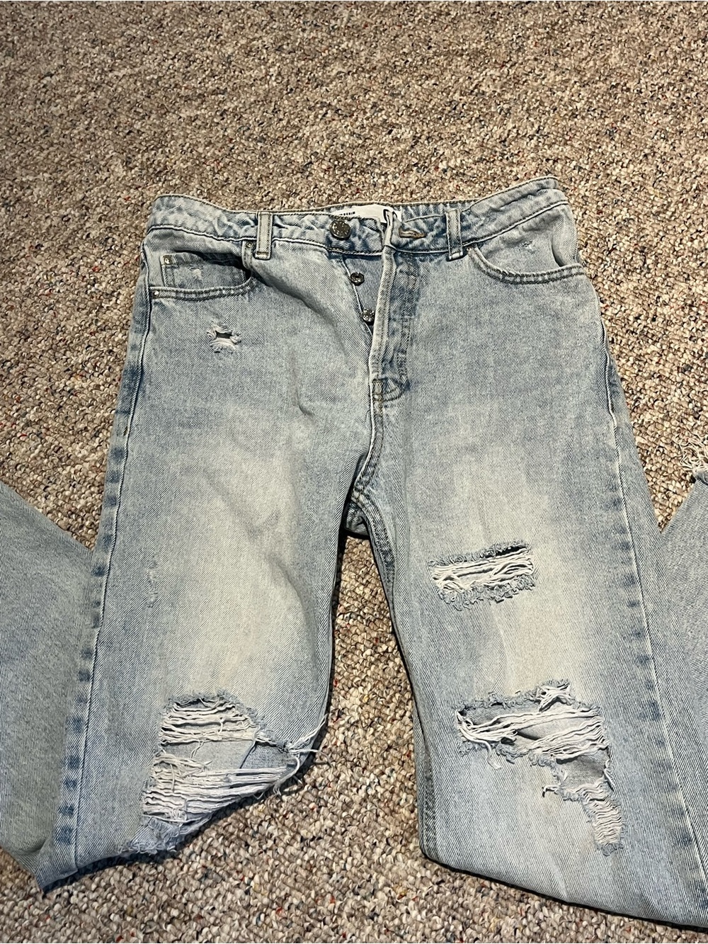 refuge Light Wash Distressed Mom Jeans